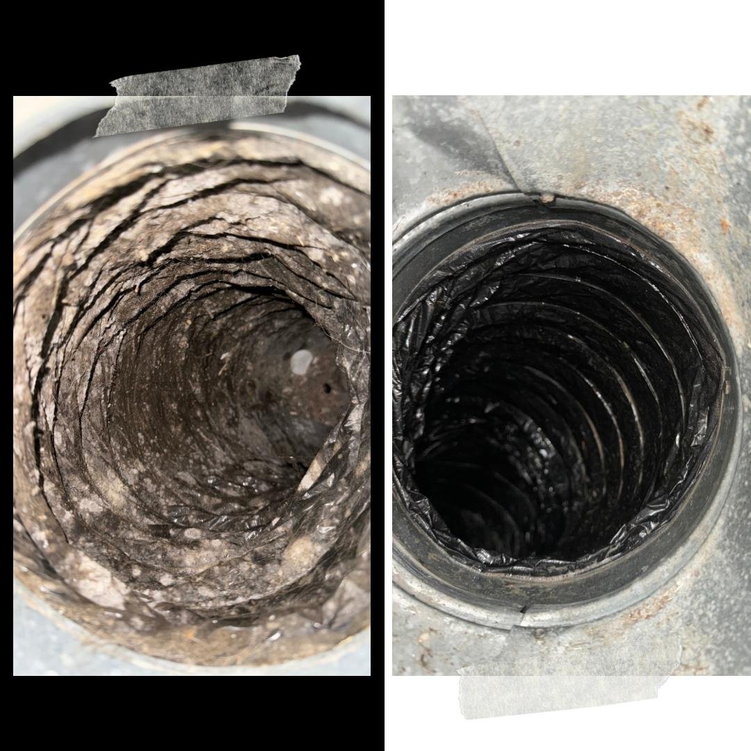 Before and after air duct cleaning results