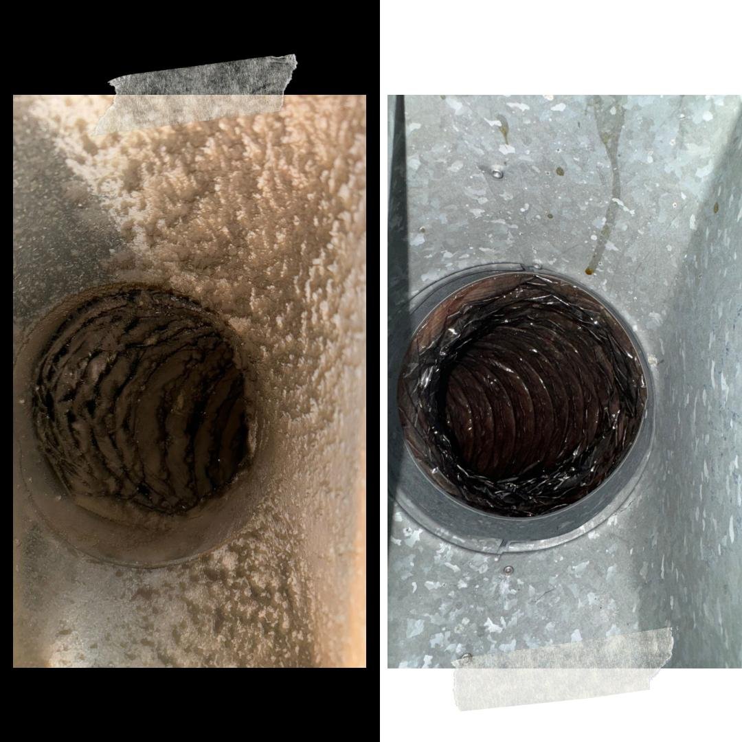 Before and after air duct cleaning results