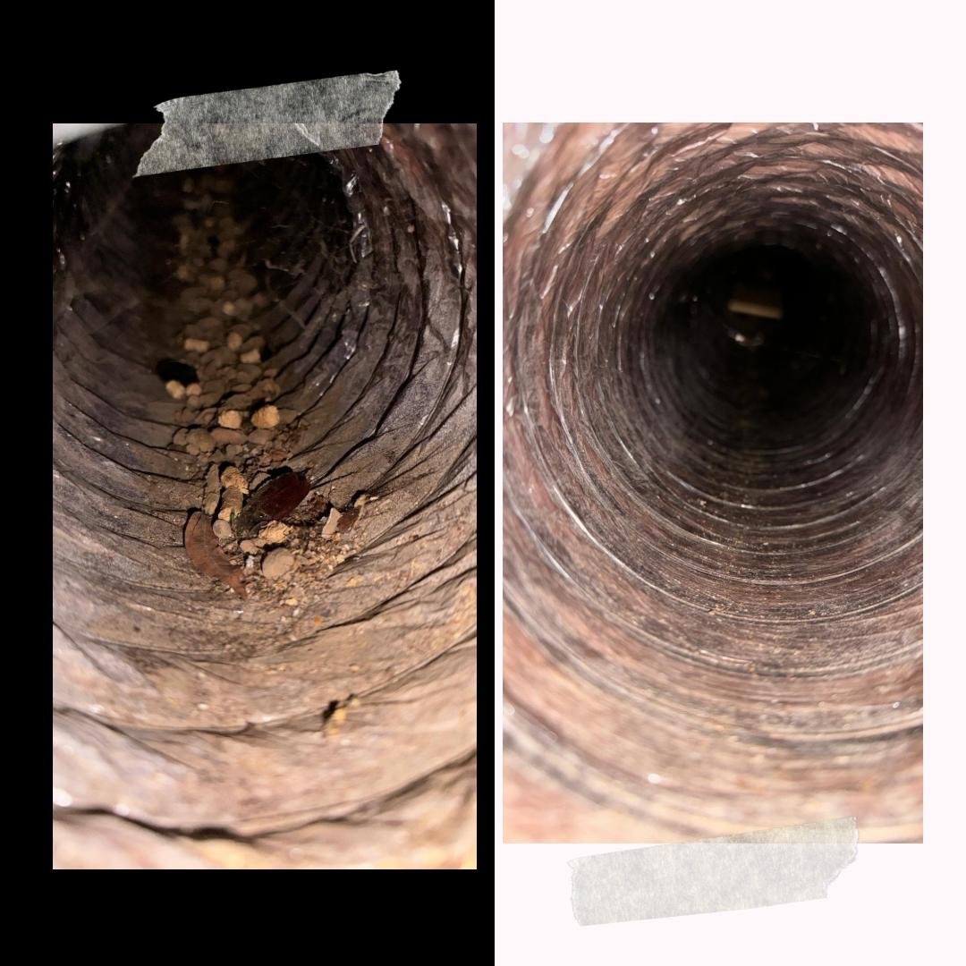 Before and after air duct cleaning results